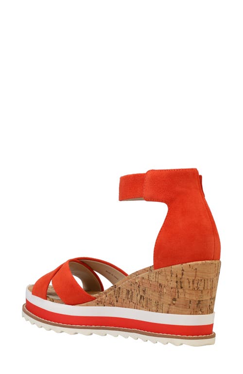 Pelle Moda Westyn Ankle Strap Platform Wedge Sandal In Red Orange