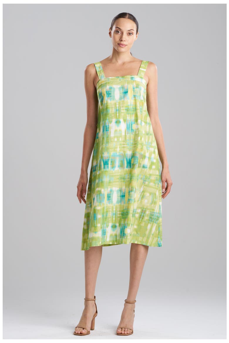 PLAIDS Square Neck Sundress, Main, color, PALM