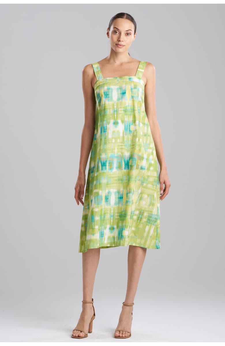 Natori PLAIDS Square Neck Sundress, Main, color, Palm