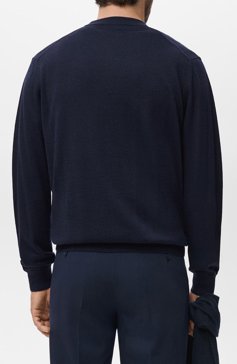 MANGO Solid Wool Cardigan, Alternate, color, Navy