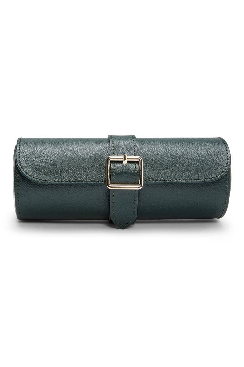 British Racing Green Triple Watch Roll, Alternate, color, GREEN
