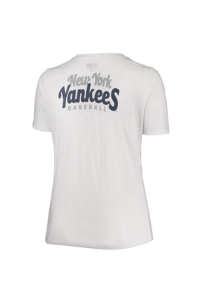 Women's New Era White New York Yankees Plus Size 2-Hit Front Knot T-Shirt, Alternate, color, White