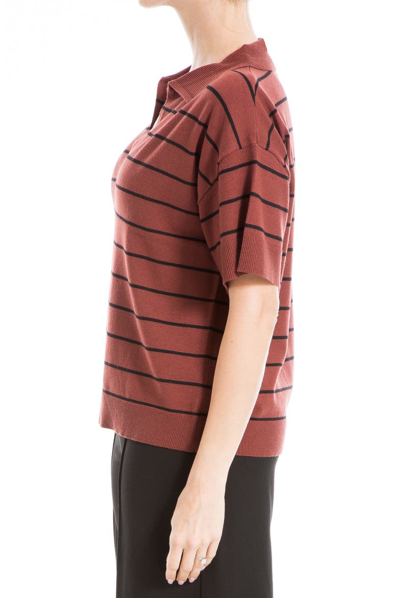 Johnny Collar Stripe Knit Polo Sweater, Alternate, color, CHNT/BLK-CHESTNUT/BLACK