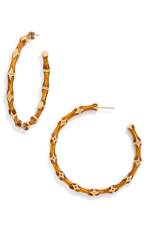 Large Bamboo Hoop Earrings