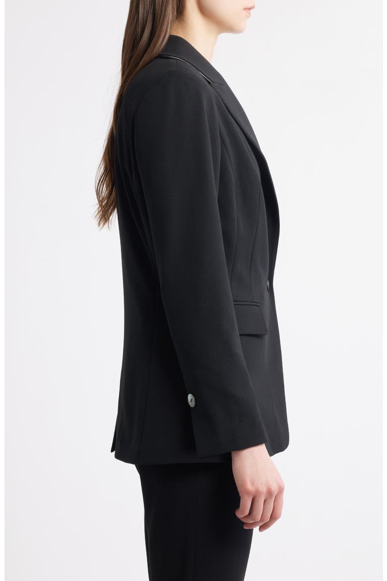 x Tanya Foster Deco Crepe One-Button Blazer, Alternate, color, BLACK