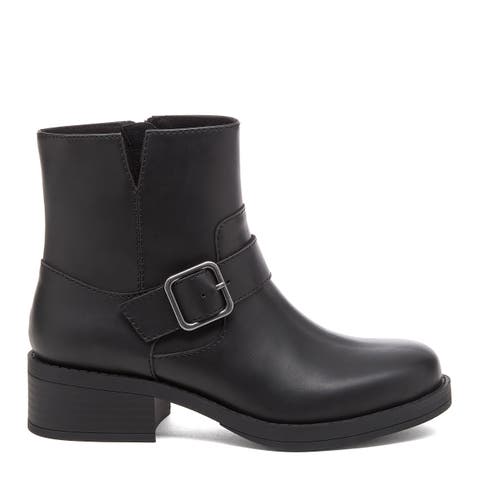Freddie Faux Leather Belted Moto Boots