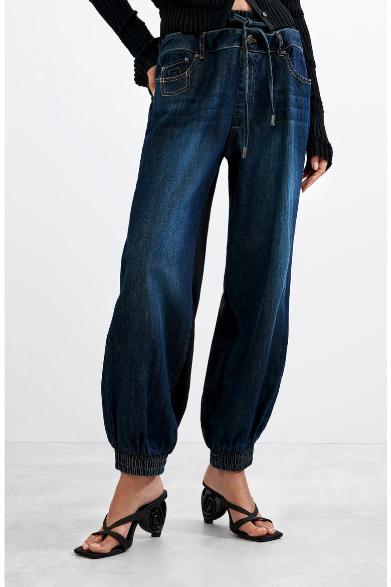 Drawstring Jogger Jeans, Alternate, color, DARK BLUE