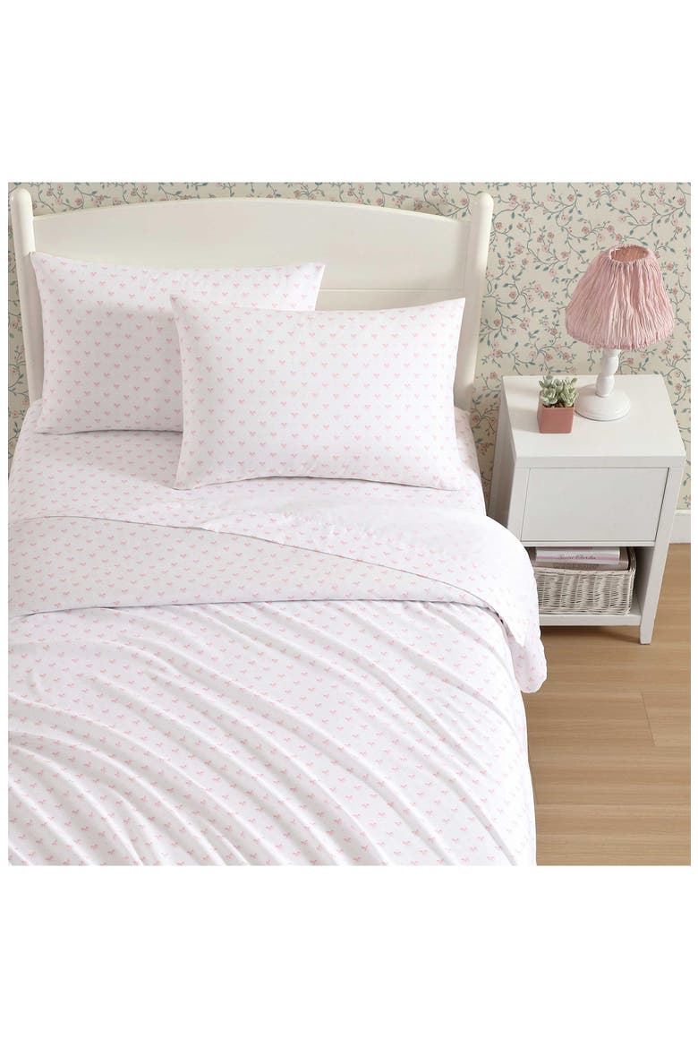 Lovely Bow Print Microfiber Sheet Set, Alternate, color, LT-PASTEL PINK