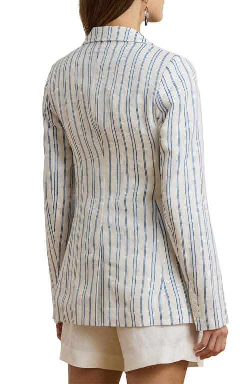 RALPH LAUREN LAUREN RALPH LAUREN STRIPE LINEN BLEND BLAZER 