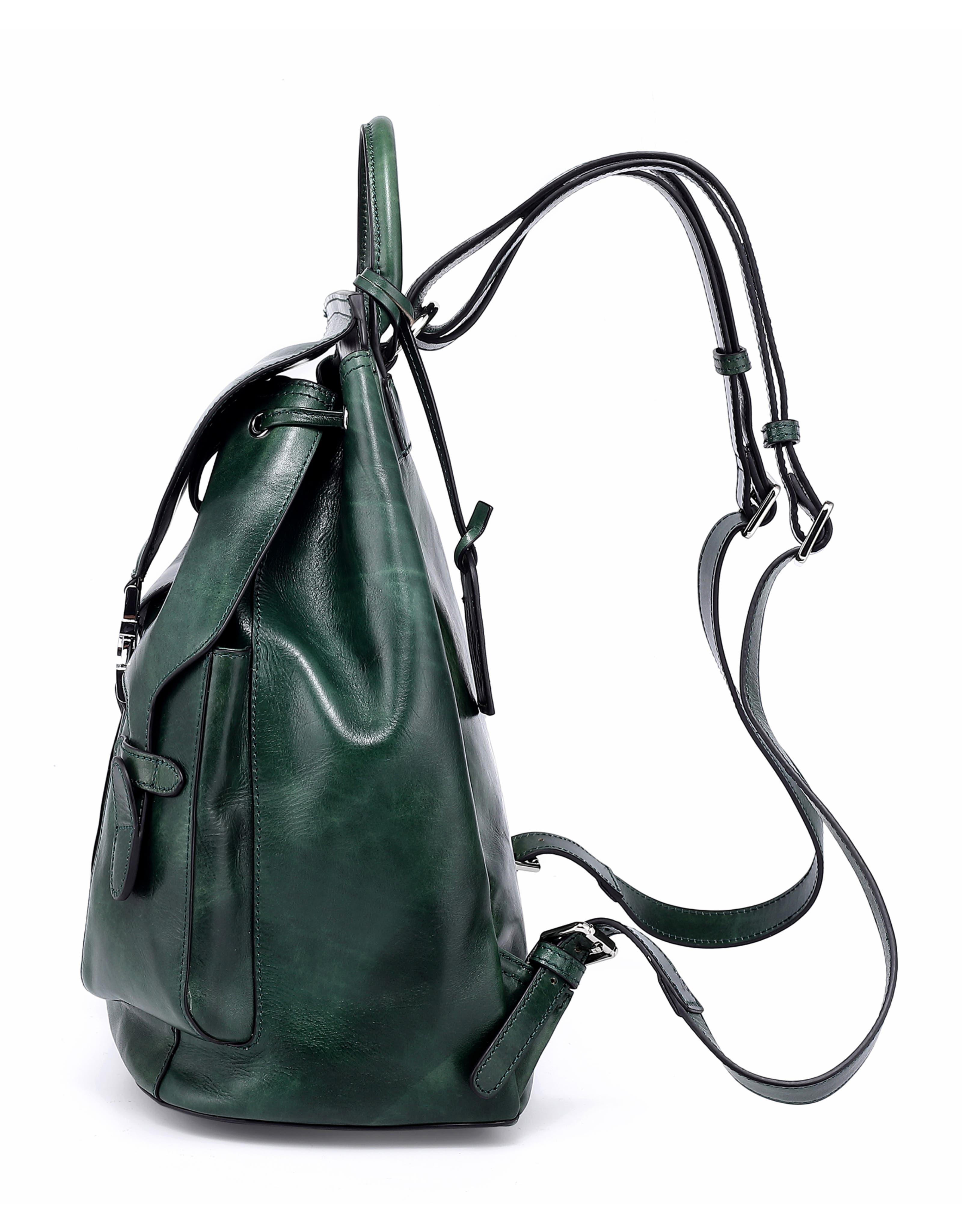 Rock Genuine Leather Foldover Pocket Backpack, Alternate, color, Vintage Green
