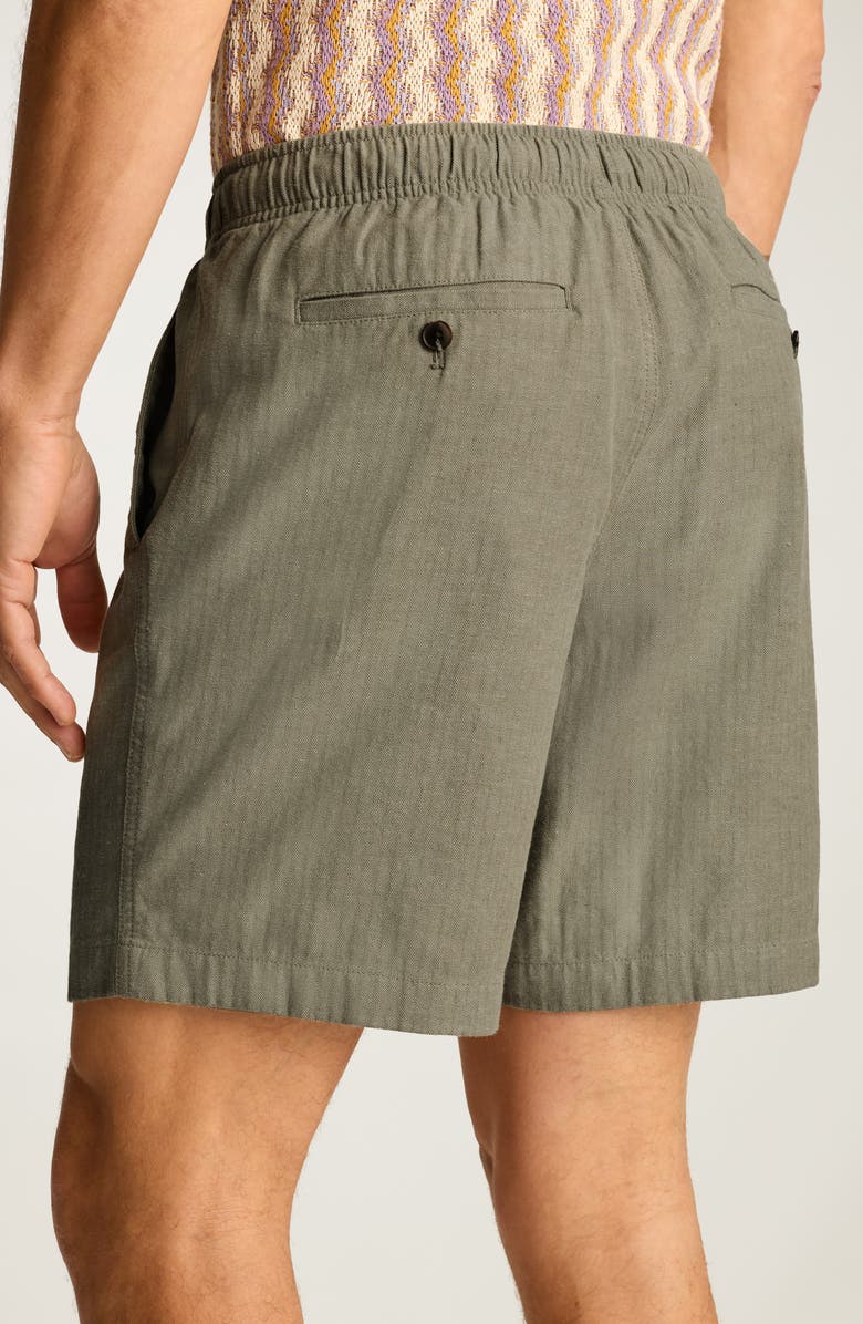 Bonobos Nomad Drawstring Cotton & Linen Shorts, Alternate, color, Olive Herringbone