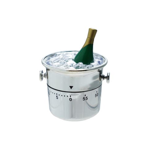 Plastic Champagne on Ice Shaped 1 Hour Twist Timer, Silver and Black