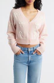 LoveShackFancy Francette Bow Cotton & Wool Cardigan