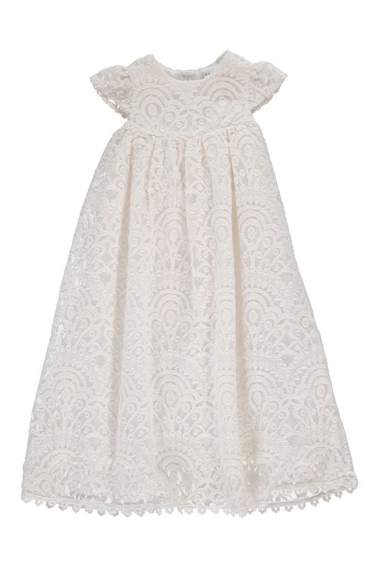 4-Piece All Lace Christening Set with Bonnet & Bib, Alternate, color, OFF WHITE