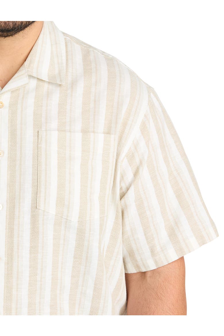 Big & Tall Striped Sport Shirt, Alternate, color, LIGHT KHAKI