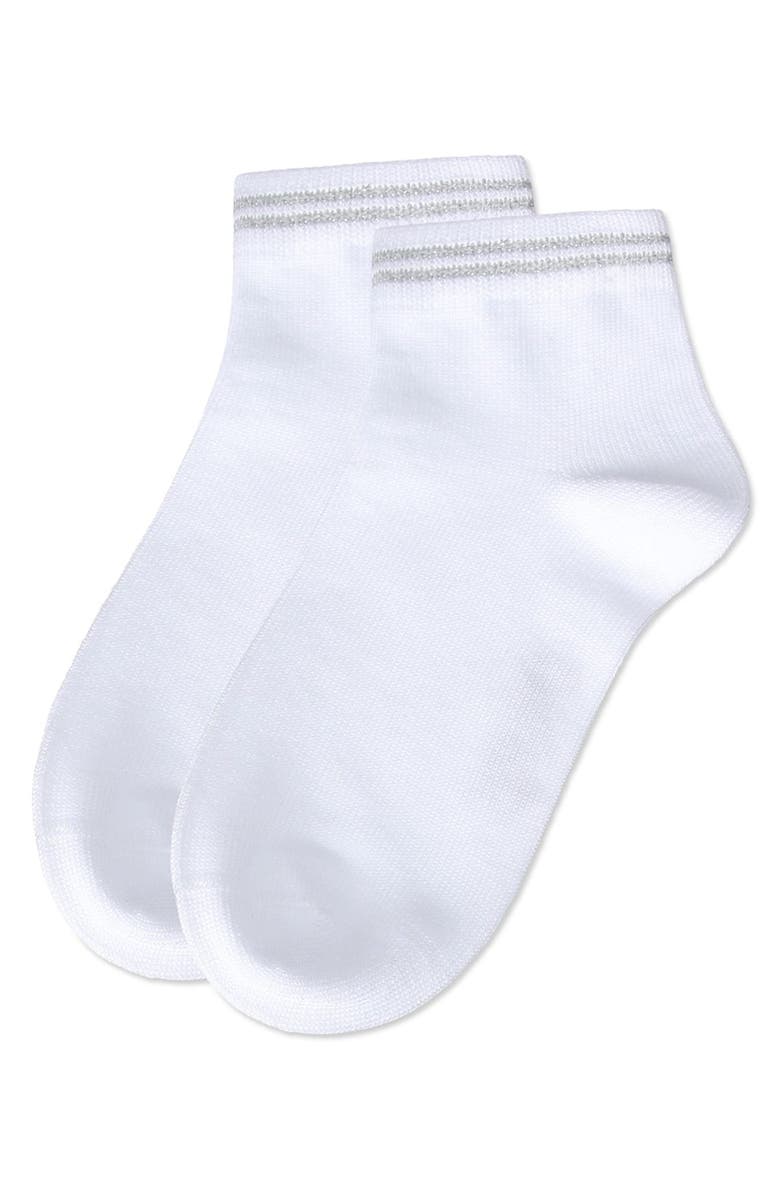 MeMoi Zag Lurex Anklet Sock, Alternate, color, Silver