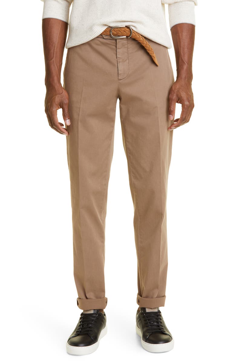 Brunello Cucinelli Stretch Cotton Straight Leg Pants, Main, color,