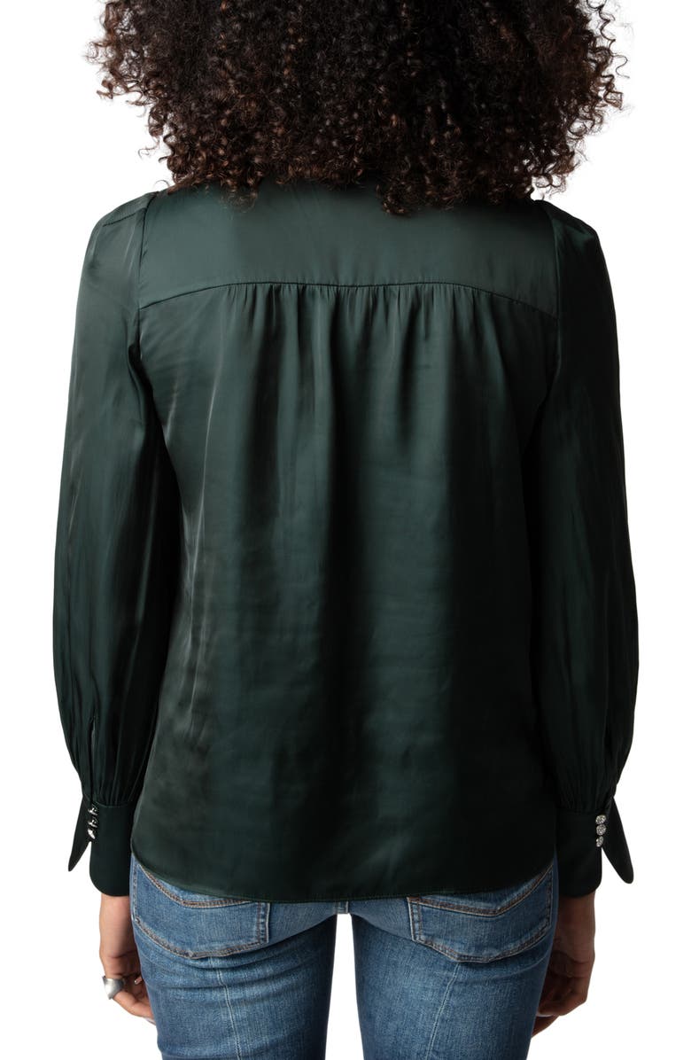 Zadig & Voltaire Tinous V-Neck Satin Shirt, Alternate, color, 