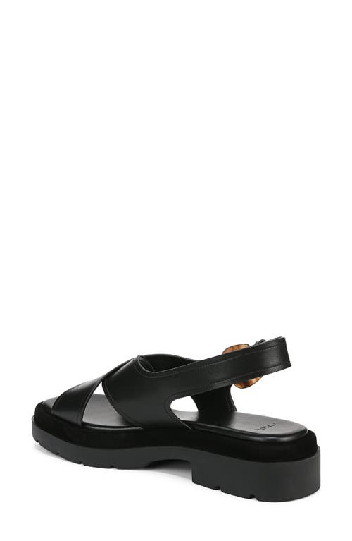 Vince Helena Leather Crisscross Slingback Sandals In Black Smooth