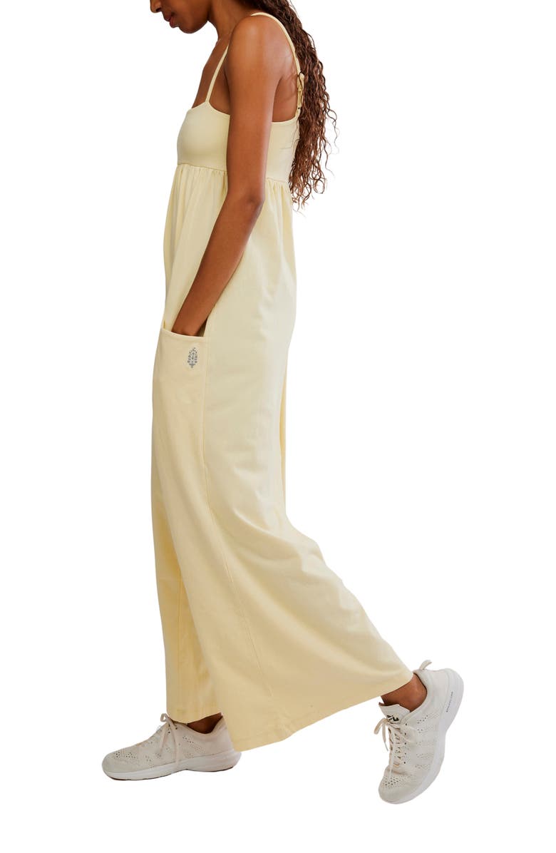 Free People FP Movement Hot Shot Strappy Stretch Cotton Jumpsuit, Alternate, color, Sunlit Yellow