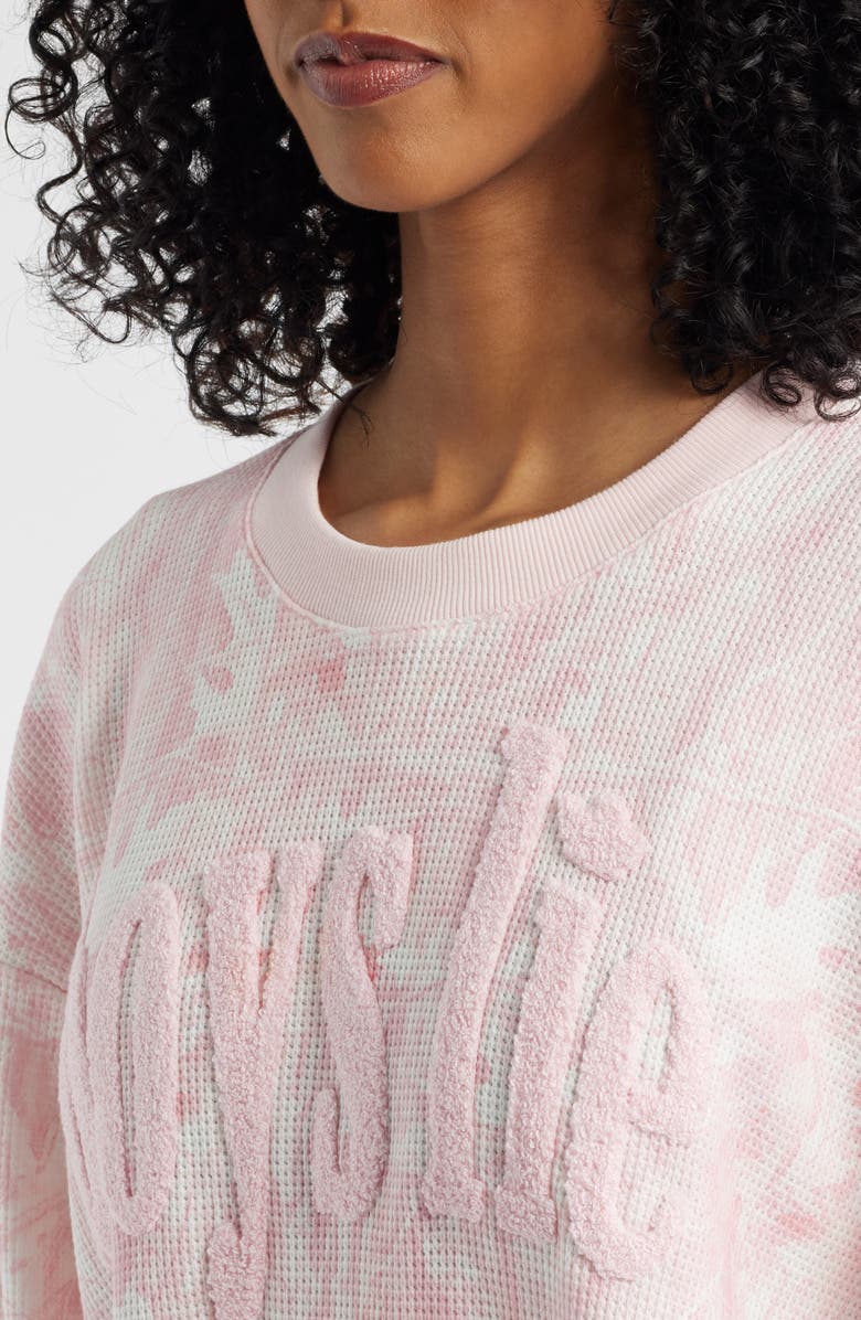 BOYS LIE Kara Waffle Stitch Sweatshirt, Alternate, color, Pink