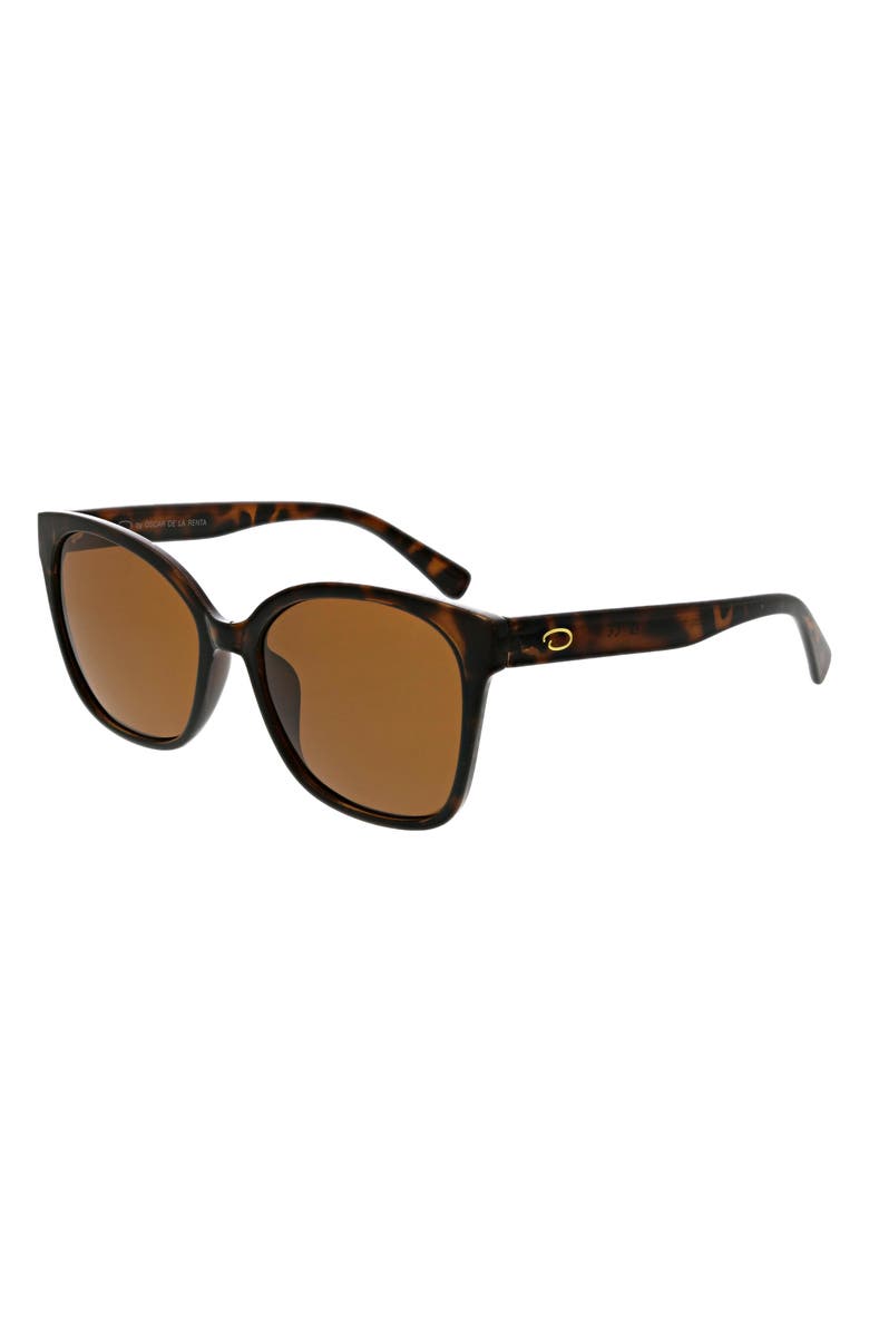 Oscar de la Renta Modern 54mm Square Butterfly Polarized Sunglasses, Alternate, color, Tortoise