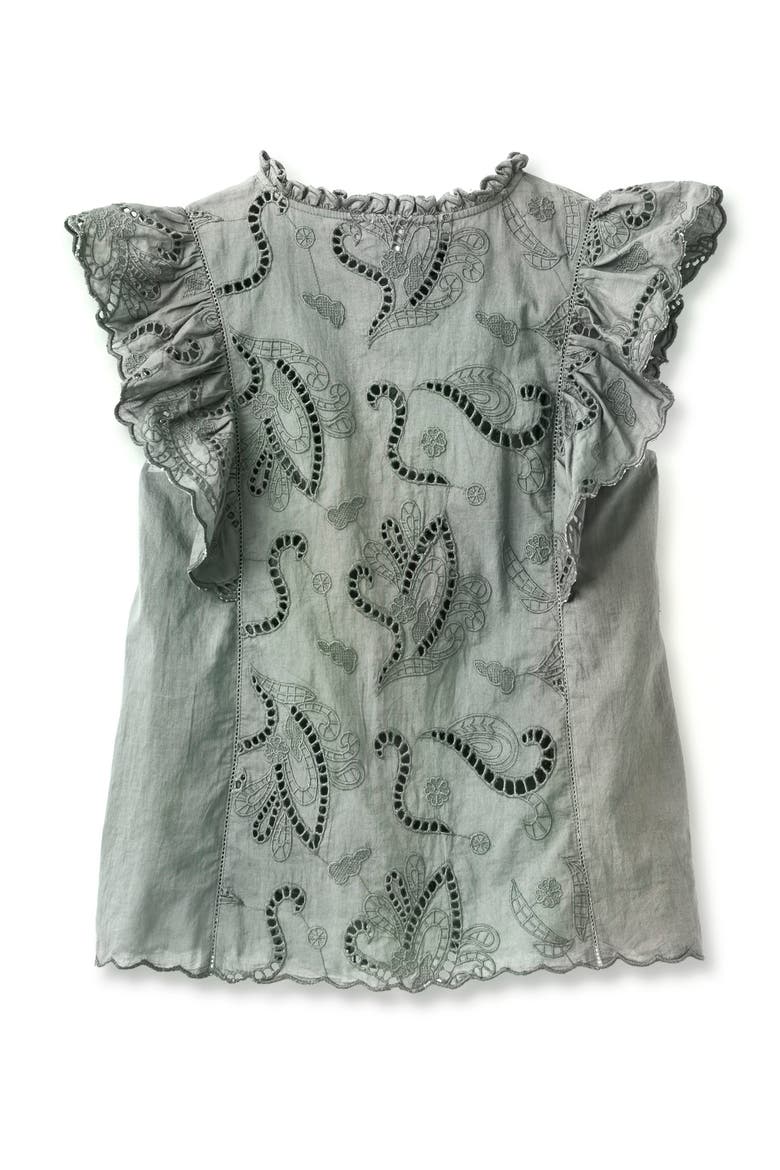 Ashe Eyelet Top, Alternate, color, Moss