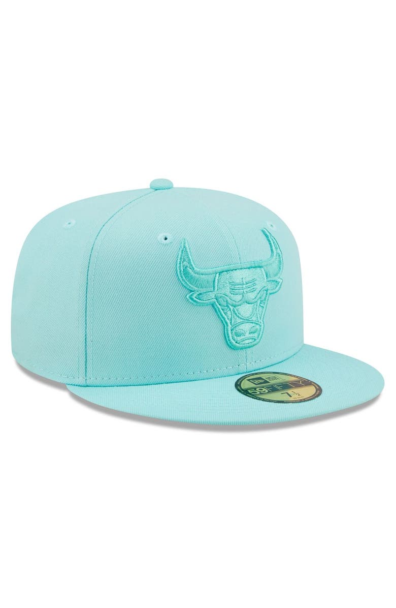 New Era Men's New Era Turquoise Chicago Bulls Color Pack 59FIFTY Fitted Hat, Alternate, color,