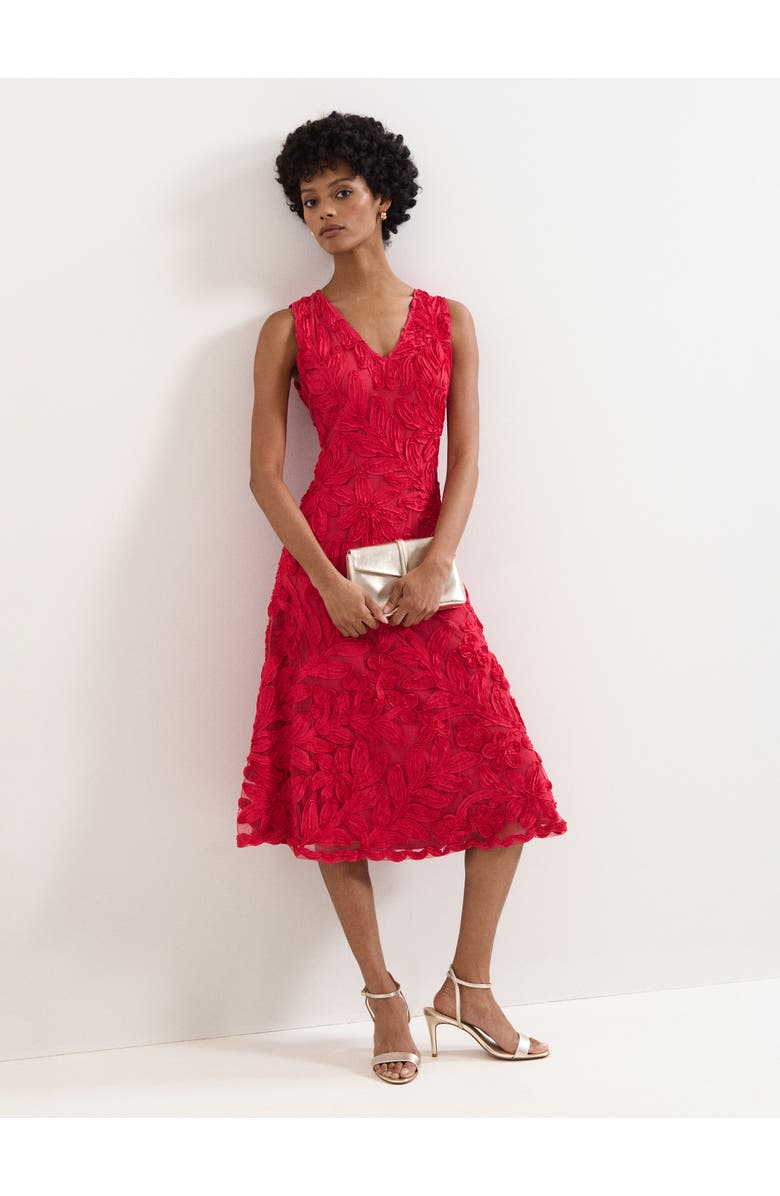 Phase Eight Paloma Embroidered Fit Flare Dress, Main, color, Pink