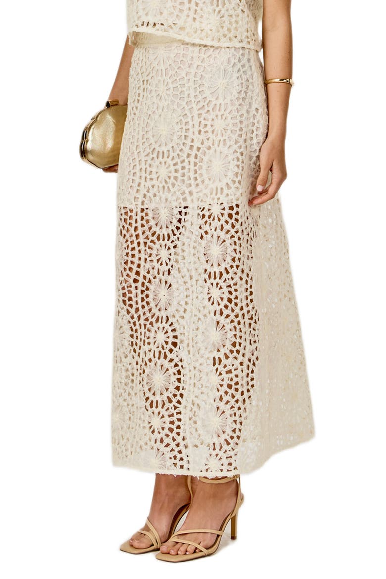 Textured Open Stitch Midi Skirt, Alternate, color, CREAM