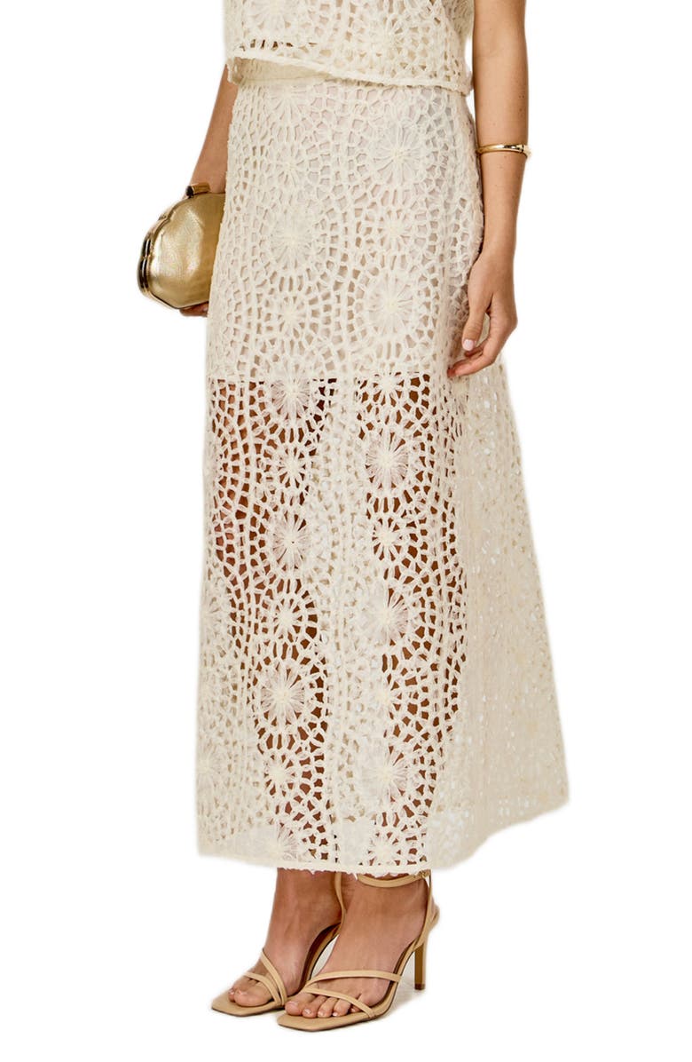 Endless Rose Textured Open Stitch Midi Skirt, Alternate, color, Cream