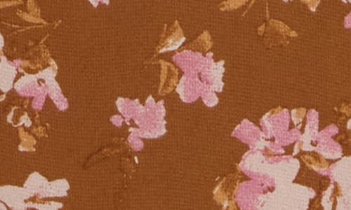 Dr2 By Daniel Rainn Floral Tie Neck Flutter Sleeve Top In Brown