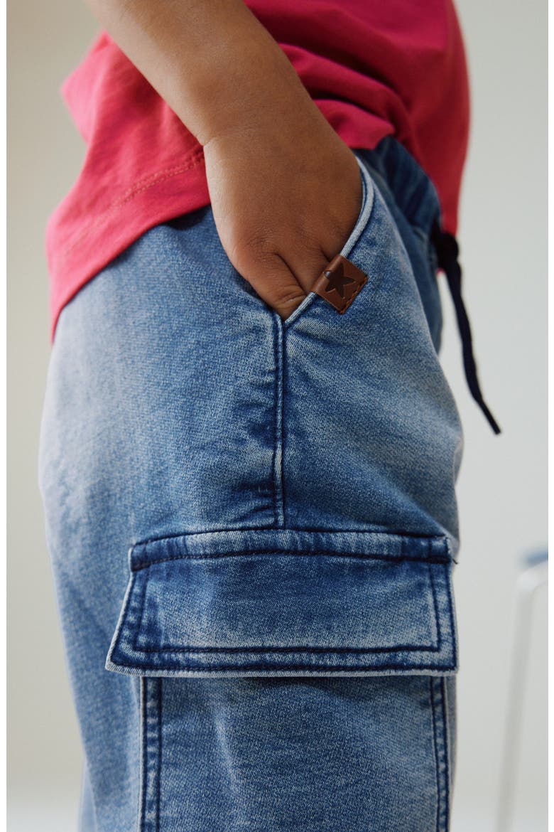 Baggy Jersey Cargo Jeans, Alternate, color, BLUE