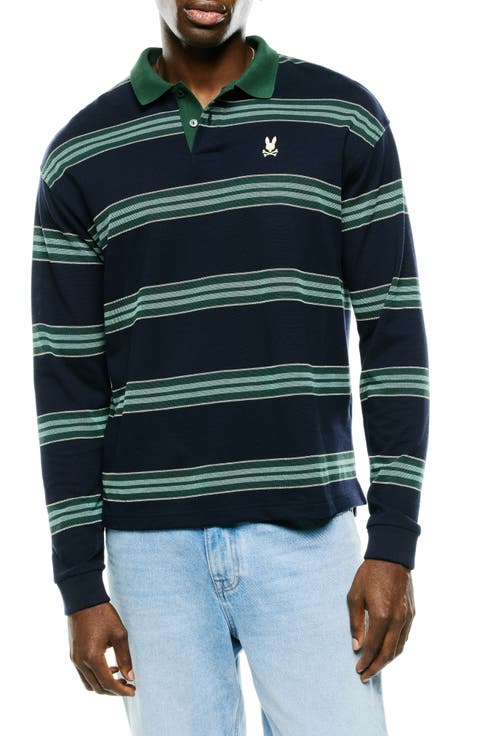 Drew Stripe Long SleevePiqué Polo