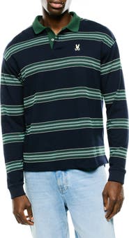 Psycho Bunny Drew Stripe Long SleevePiqué Polo