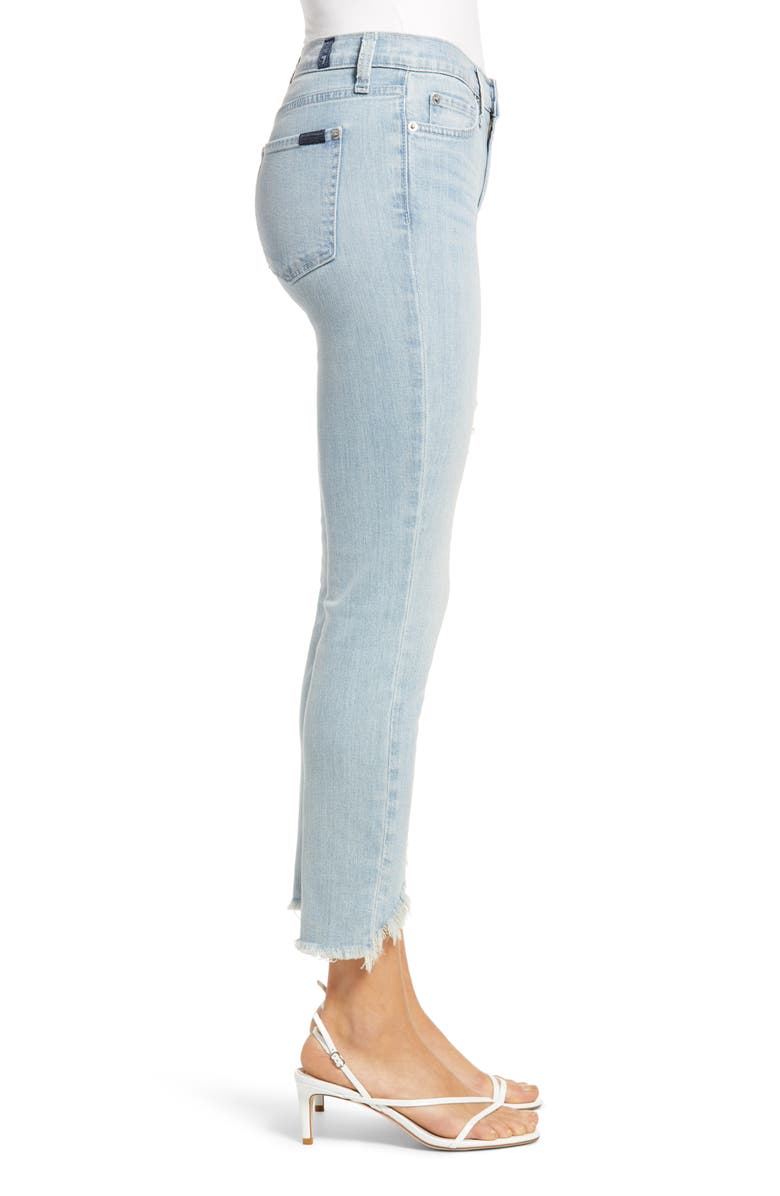 7 For All Mankind Wavy Frayed Hem Ankle Skinny Jeans, Alternate, color,
