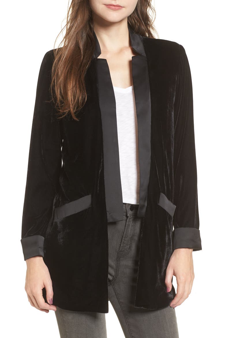 BB Dakota Curran Velvet Blazer, Main, color, BLACK