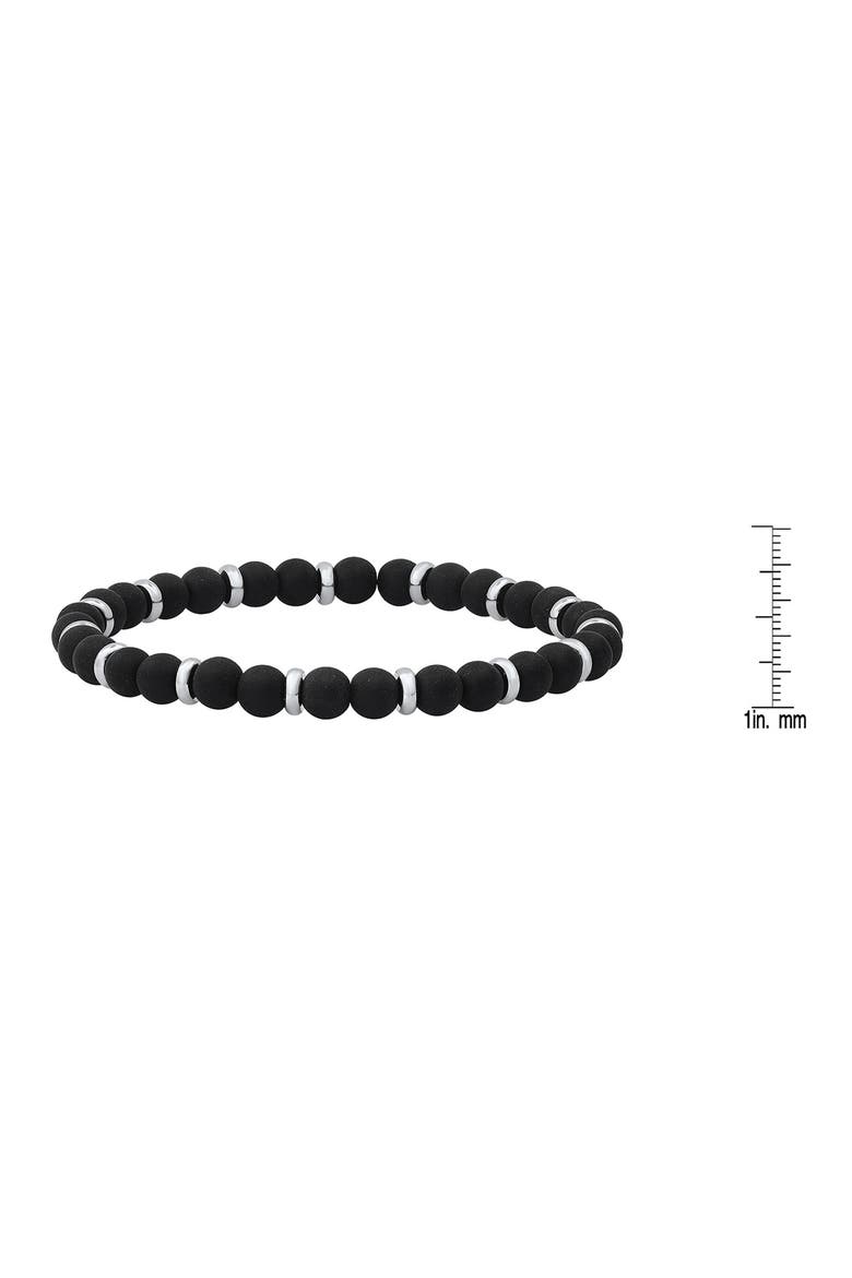 Black Lava Stone & Stainless Steel Bracelet, Alternate, color, BLACK/ METALLIC
