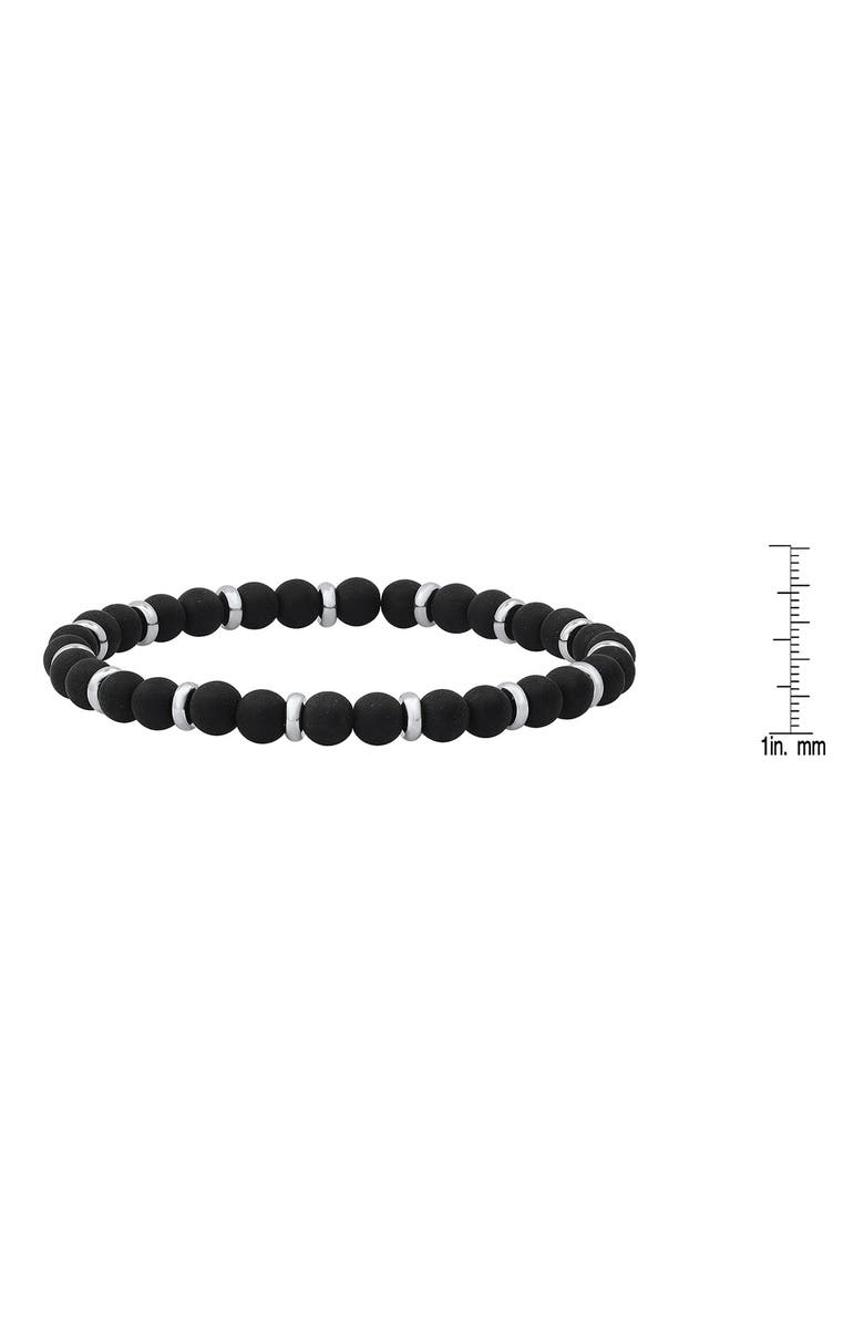 HMY JEWELRY Black Lava Stone & Stainless Steel Bracelet, Alternate, color, Black/ Metallic