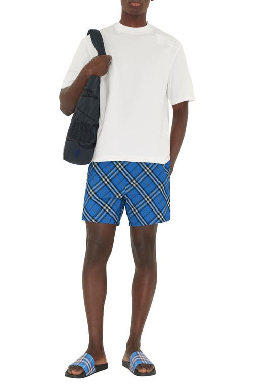 Burberry Checked Canvas Slides In Blue