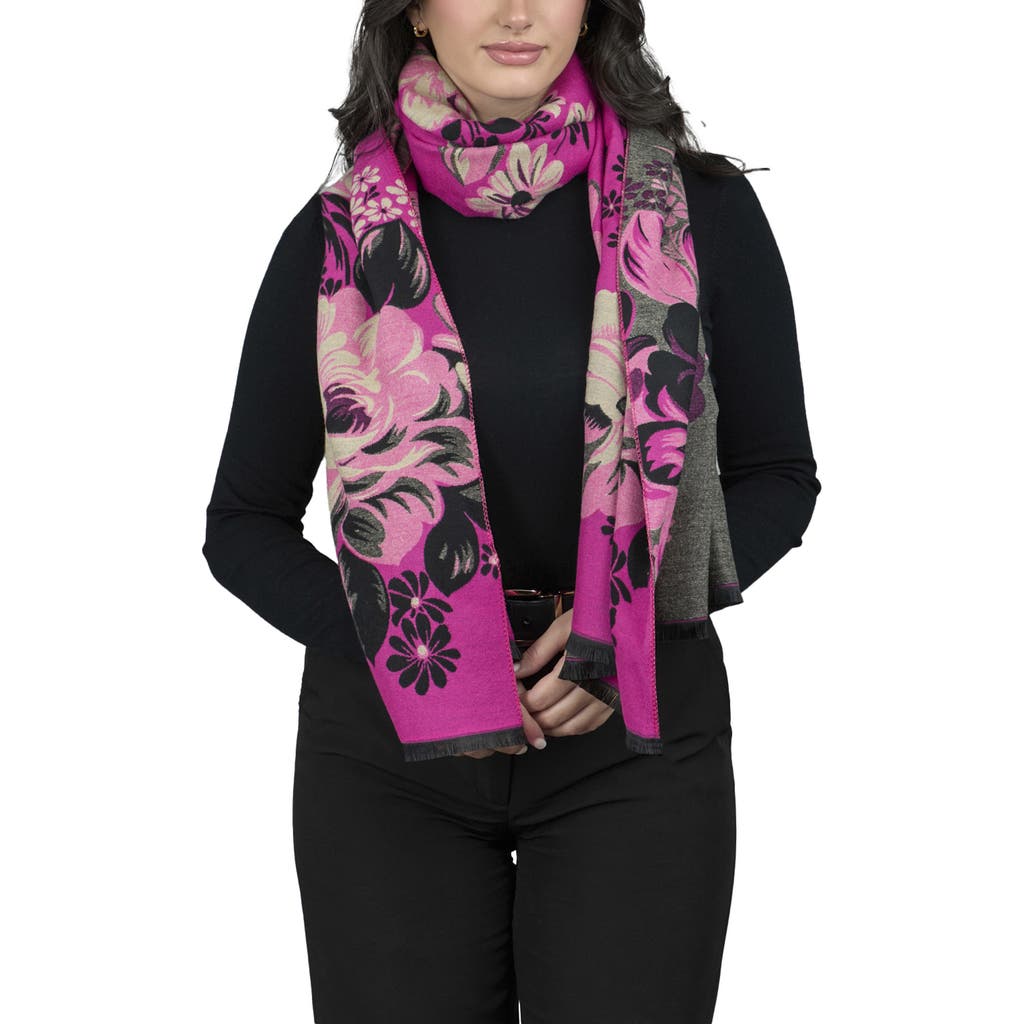Saachi Floral Reversible Scarf In Pink