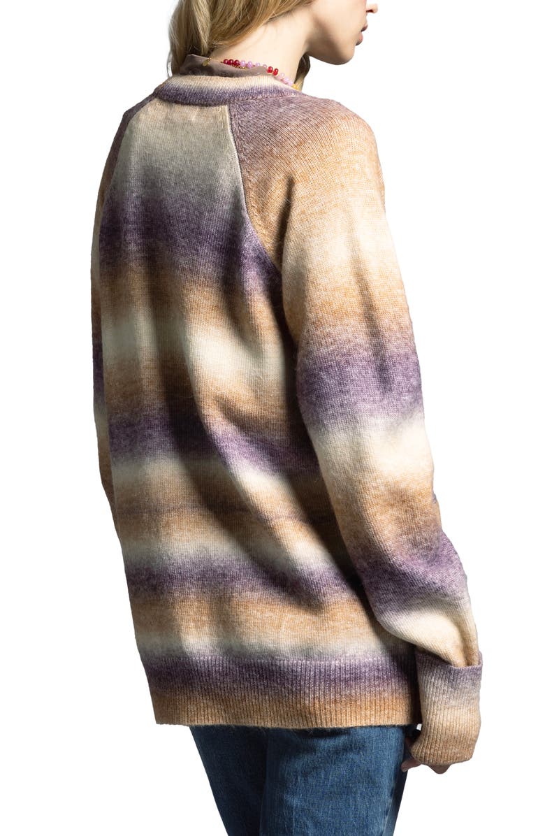 WEEKEND LOS ANGELES Niko Ombré Stripe Relaxed Cardigan, Alternate, color, Dark Lilac Stripe