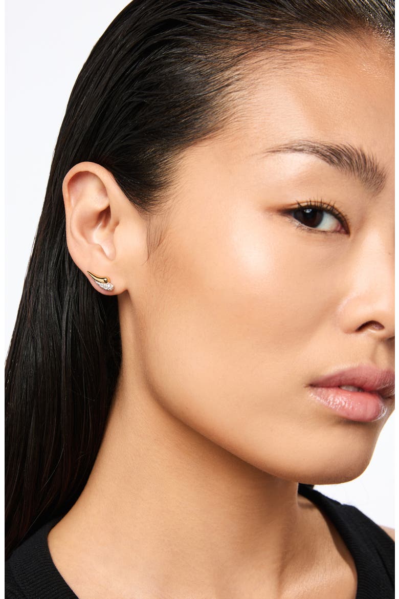 Lowen Cubic Zirconia Stud Earrings, Alternate, color, GOLD CLEAR