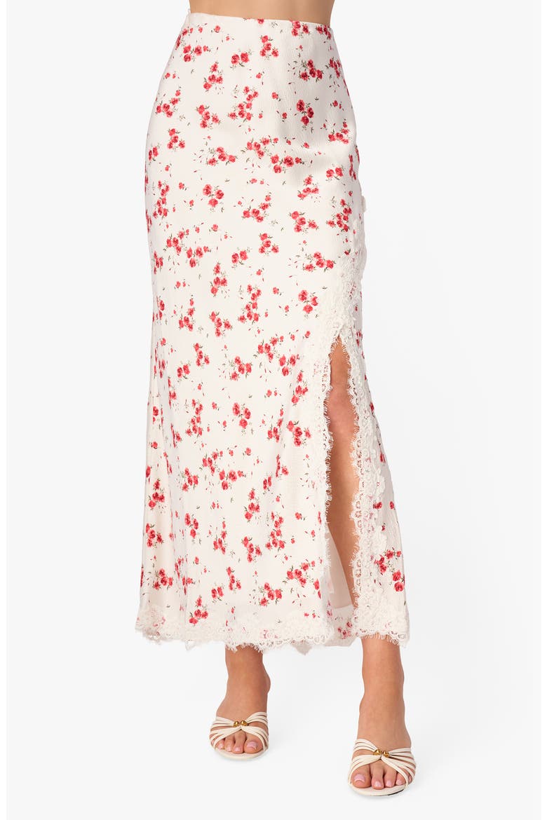 Teagan Floral Hammered Satin Maxi Skirt, Main, color, CANDIED ROSE
