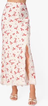 CAMI NYC Teagan Floral Hammered Satin Maxi Skirt