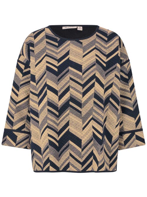 Masai Copenhagen Mabriella 3/4 Sleeve Round Neck Blouse In Brown