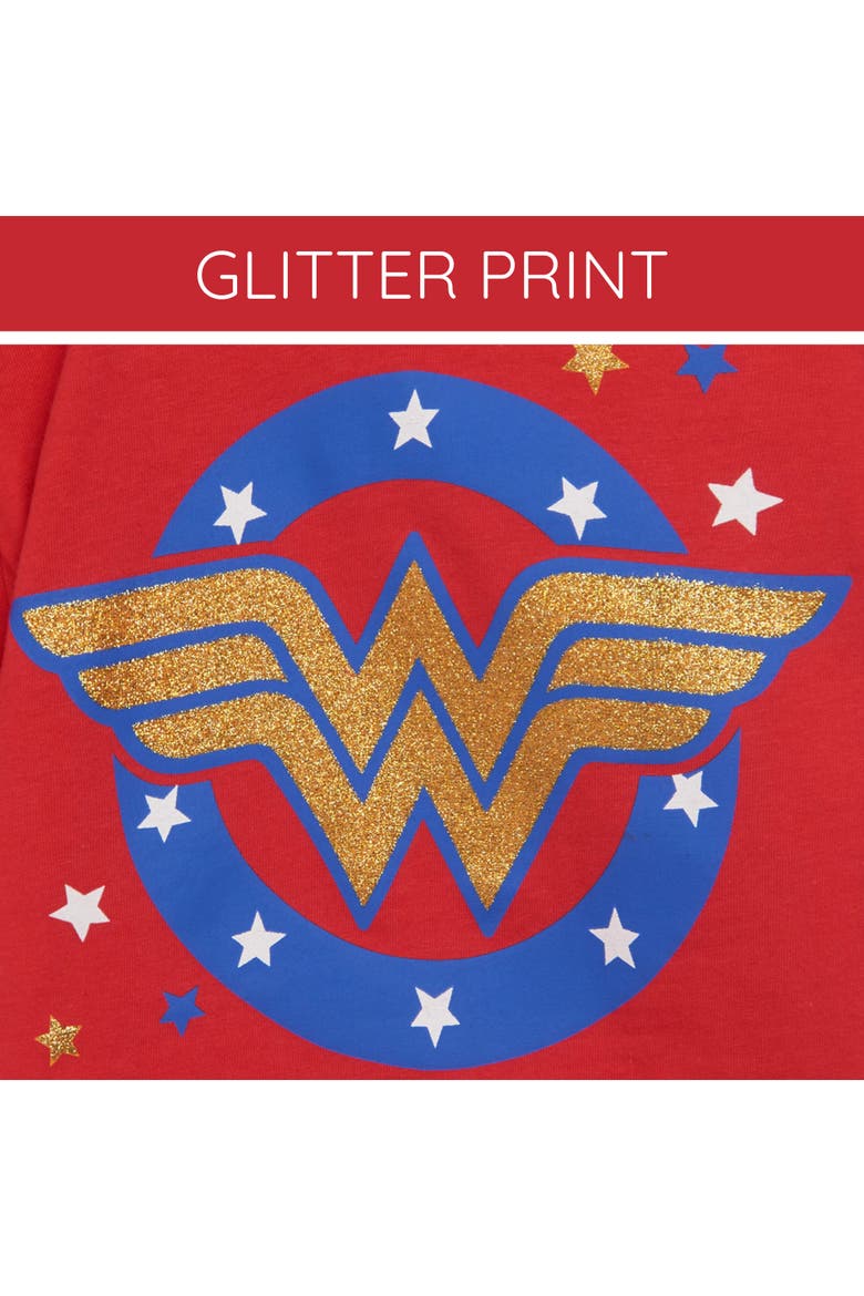 Justice League Glitter Graphic T-Shirt, Alternate, color, Wonder Woman Red