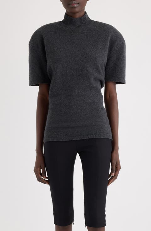 La Maille Castagna Short Sleeve Merino Wool & Cashmere Sweater