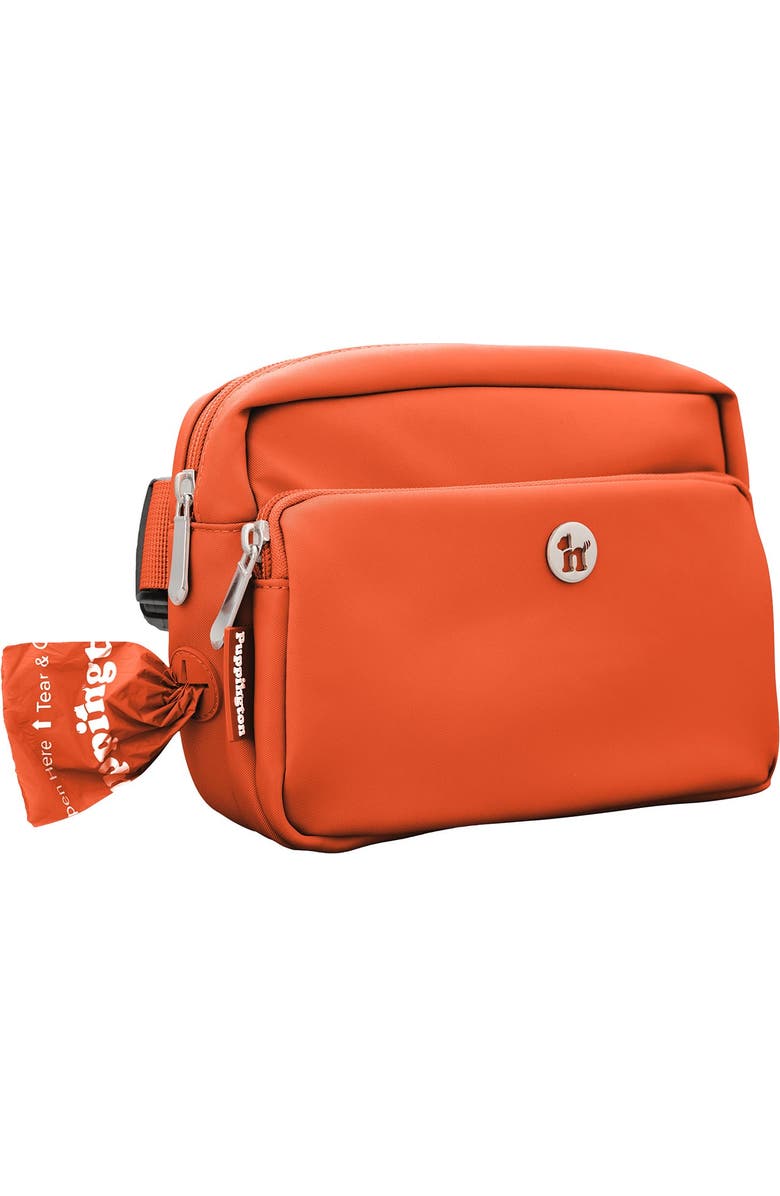 Puppington Walk Star Kit 3-in-1 Dog Walk Bag, Bowl, & Leash plus Matching 90 Refill Dog Poop Bags, Alternate, color, Poppy Orange