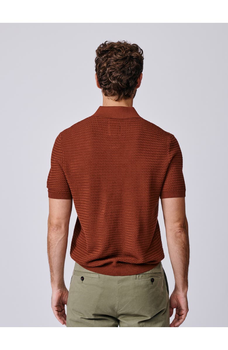 Aubin Alford Textured Cotton Polo Shirt, Alternate, color, Rust